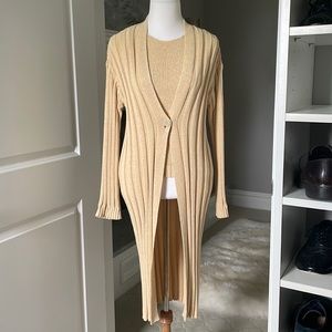 Gorgeous Theory Merletto Kimono and Tank Cotton Blend Set in “Pumpkin Seed”